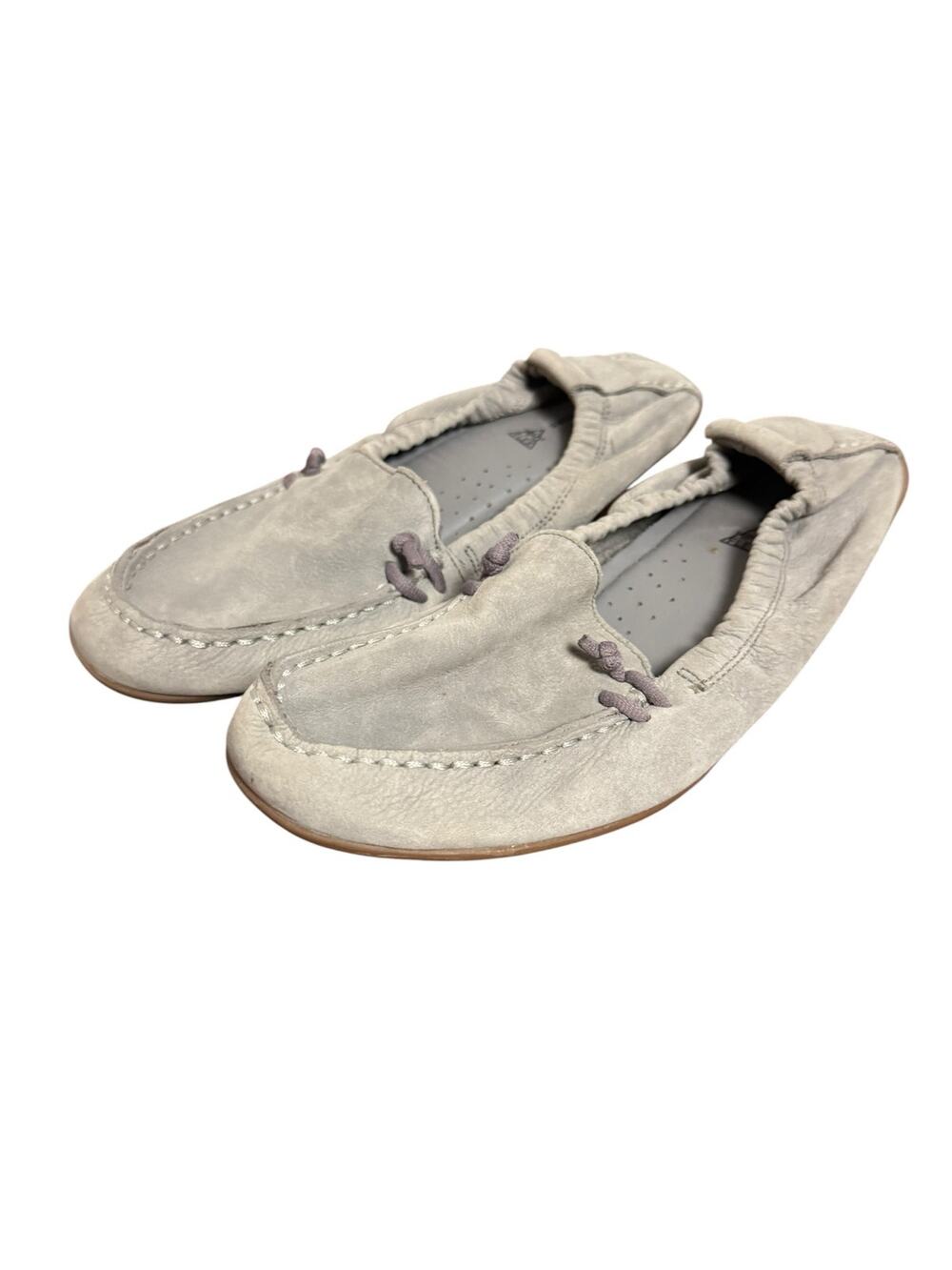 Hush Puppies Women's Ceil Slip On Gray Genuine Leather Moccasin Shoes 9.5